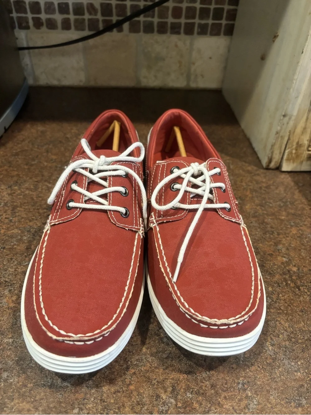 Kenneth Cole Red Boat Shoes with White Laces